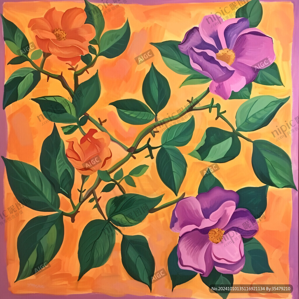 丙烯画花卉