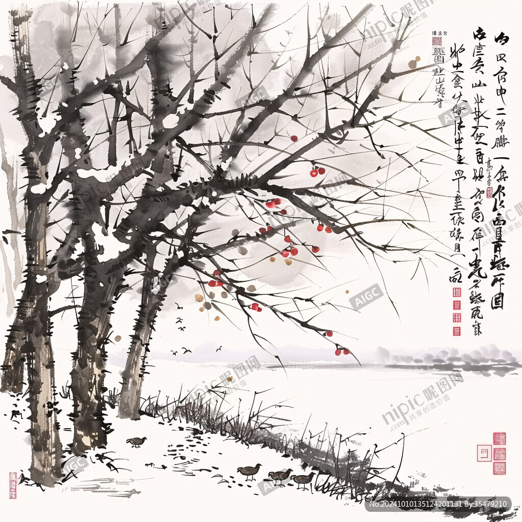 雪景水墨画