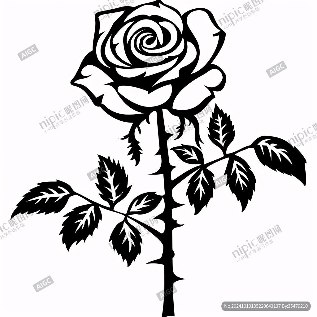 玫瑰花剪影