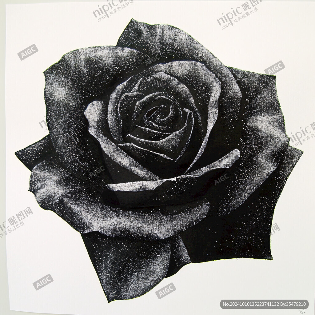 玫瑰花铜版画