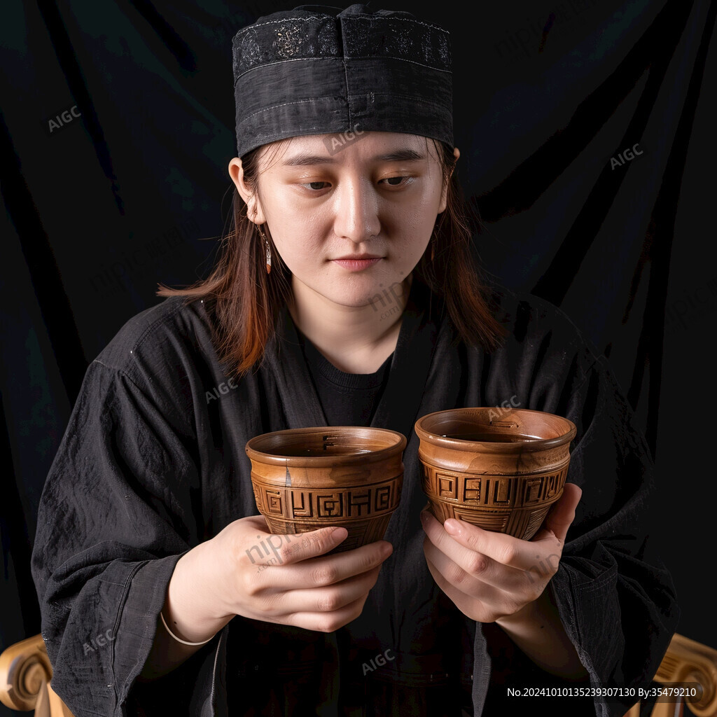古代人宴请喝酒蜡像