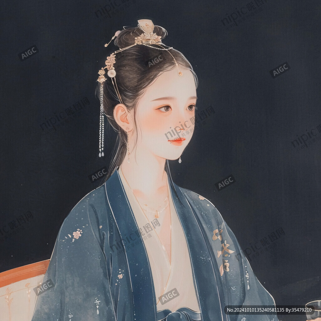 宫廷美女人物插画