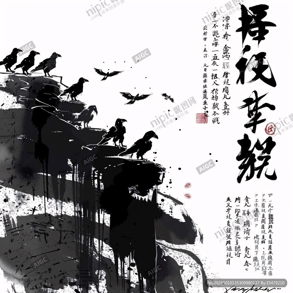 招聘水墨海报