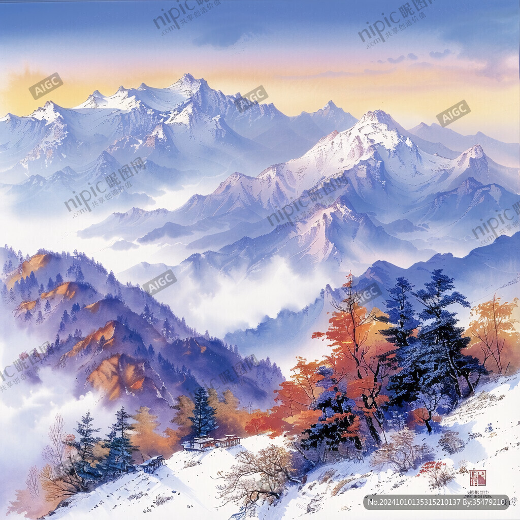 雪山风景画