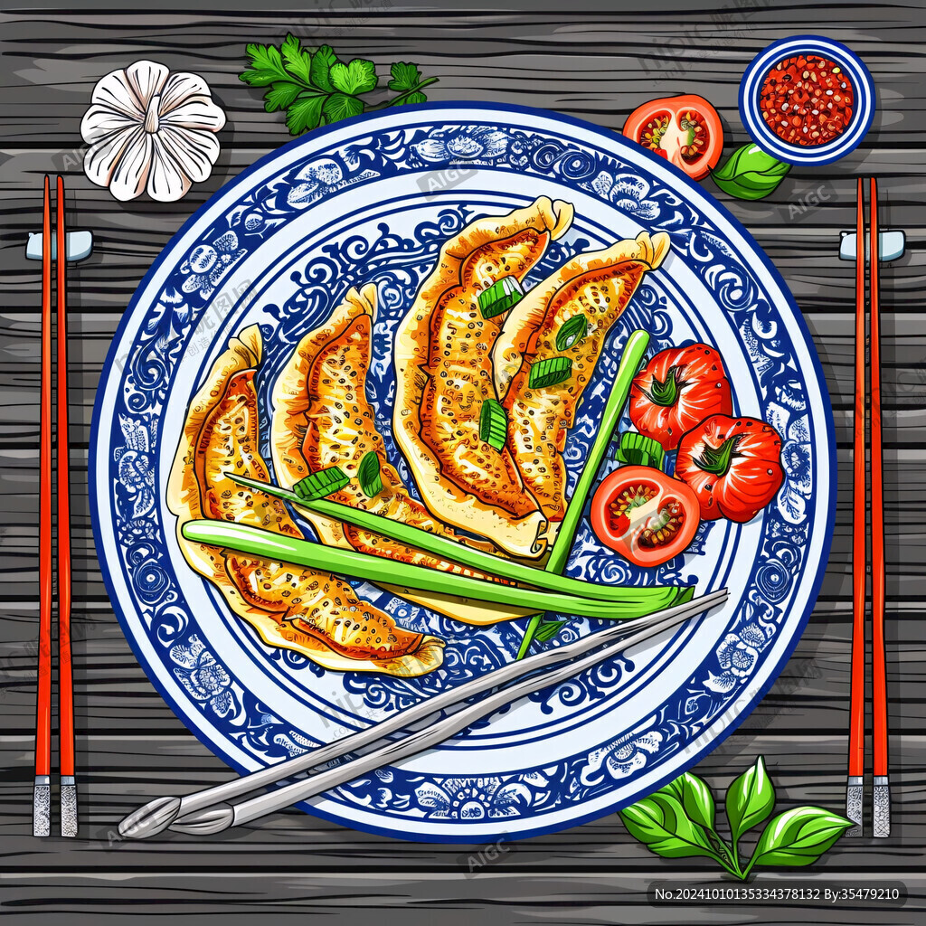 煎饺插画