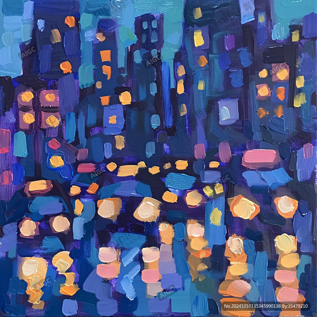 城市之夜油画