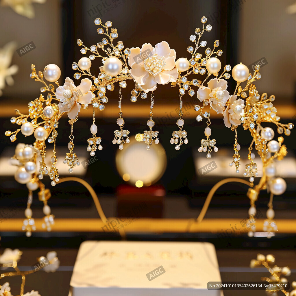 金色发簪花钿
