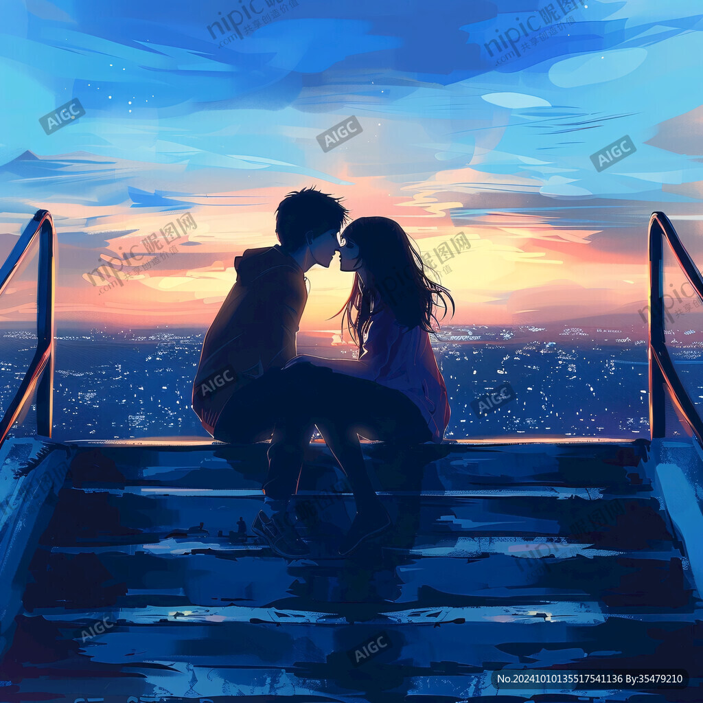 浪漫情侣插画背景