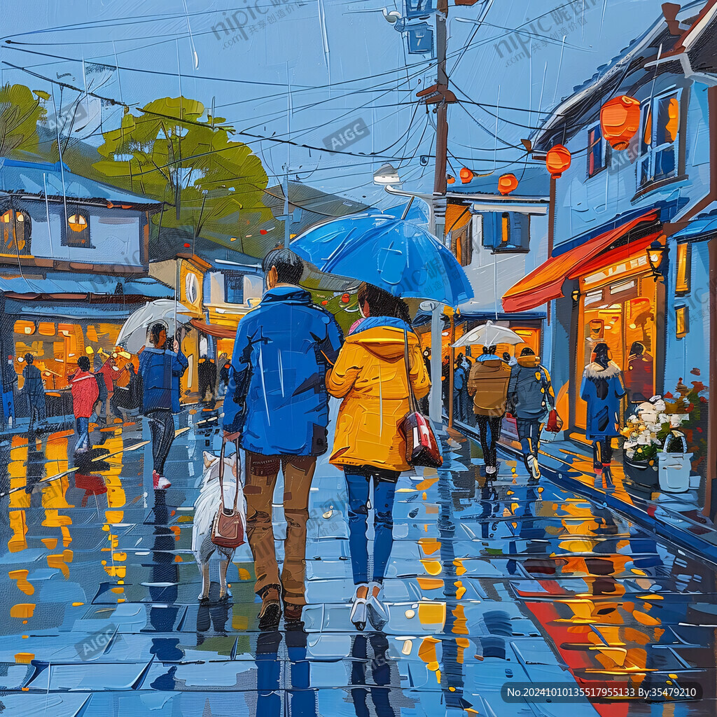 情侣雨中漫步