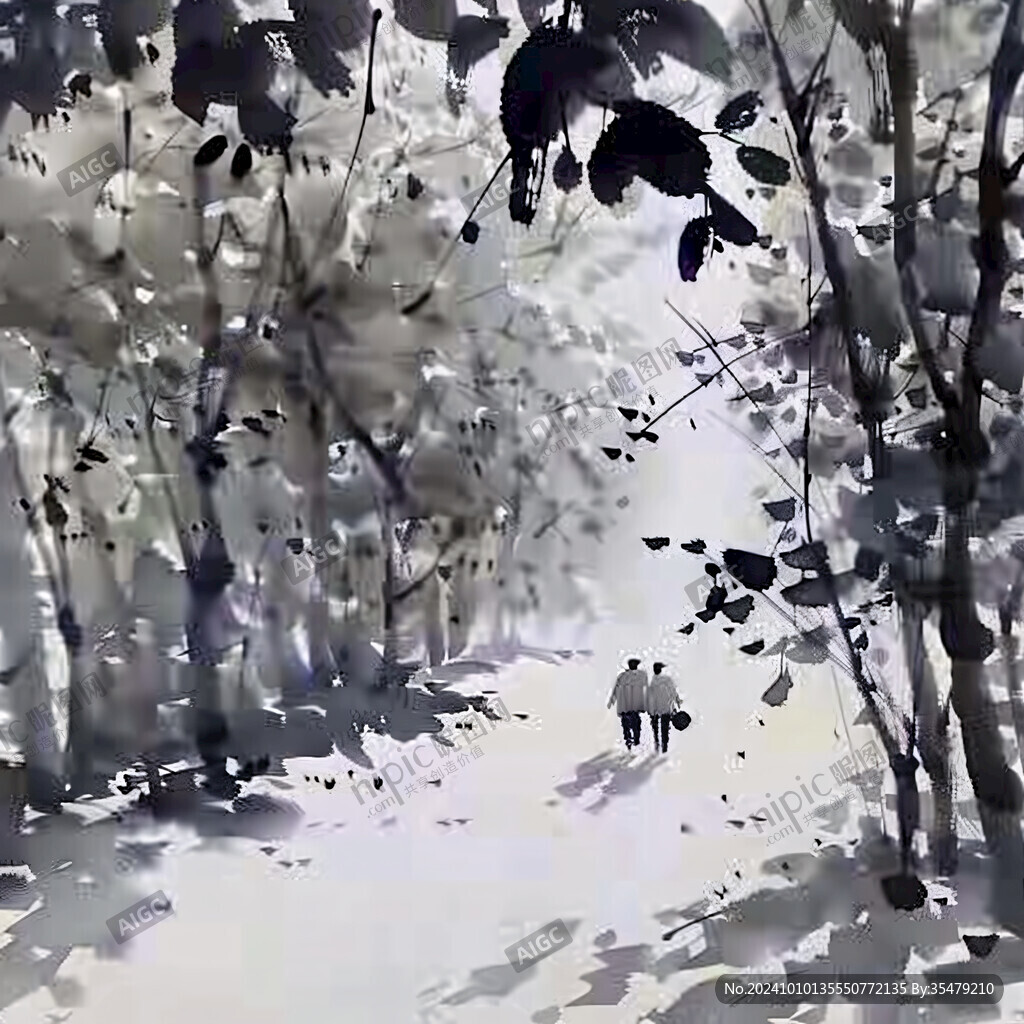 意境水彩画国画美术