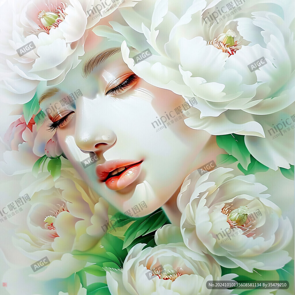美女包装素材牡丹花