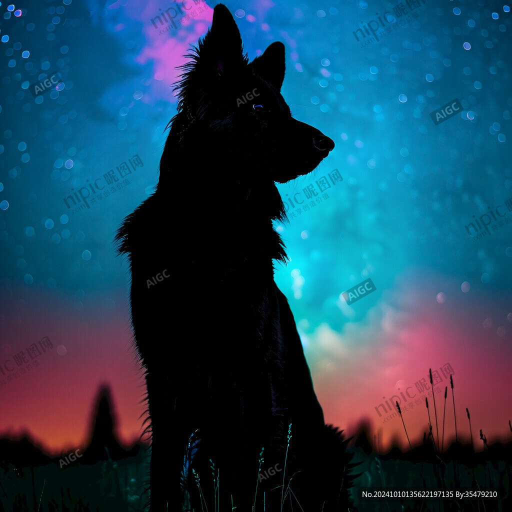 时尚手绘猛狼唯美插画