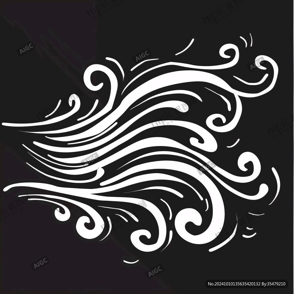 线描水墨波纹