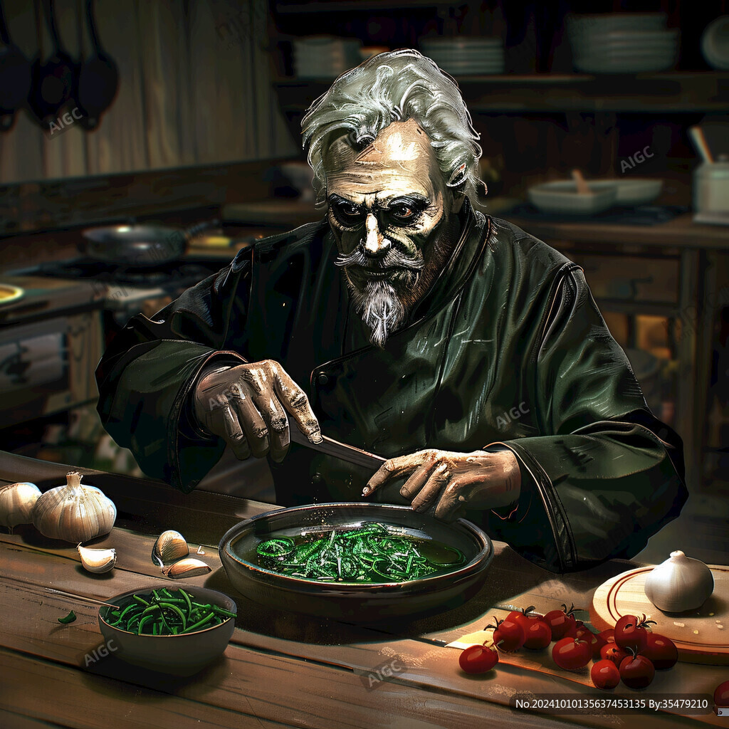 厨房做饭人物雕像