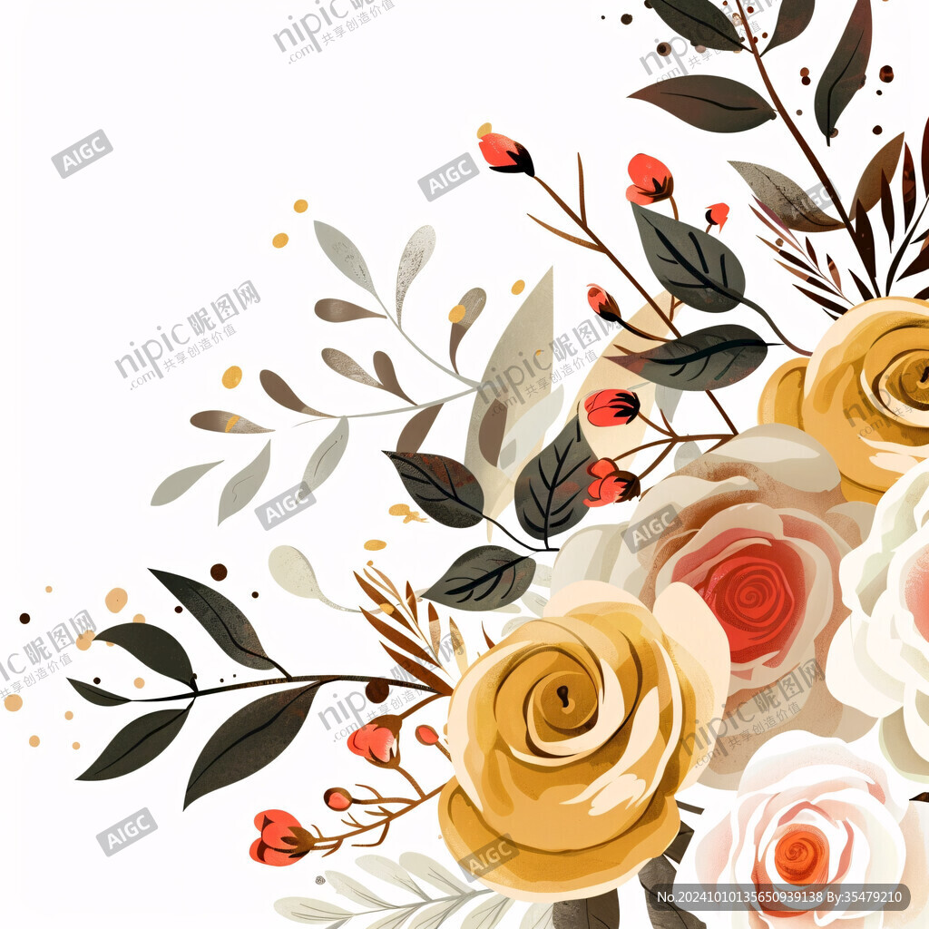 卡通花束玫瑰花插画