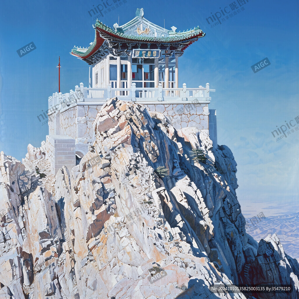 陡峭悬崖上的亭子