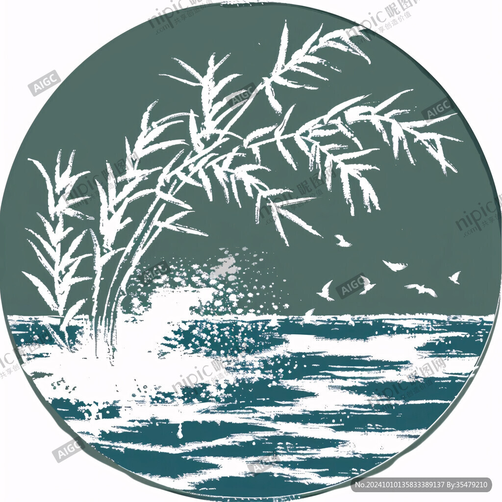 圆形水墨竹子