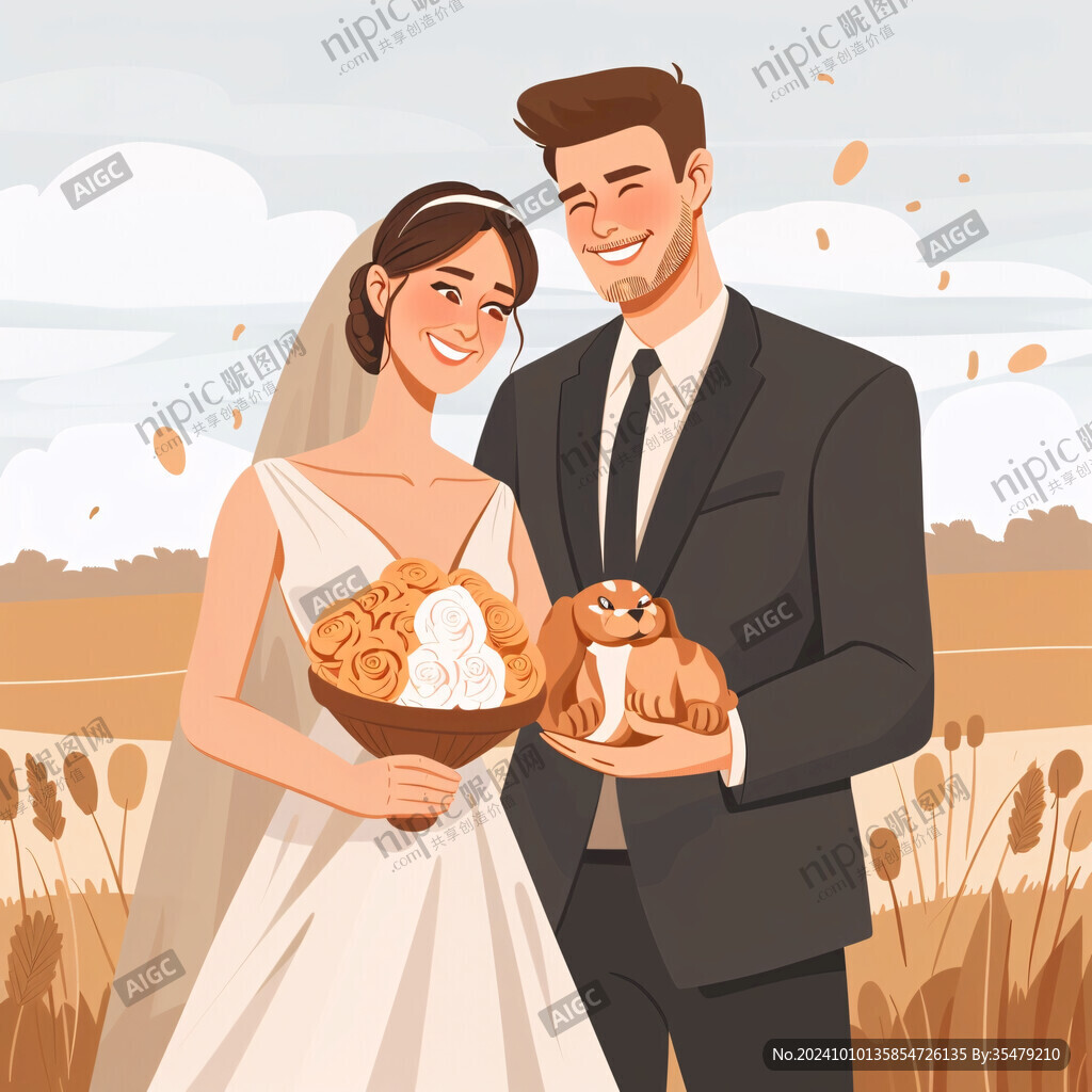 结婚照插画