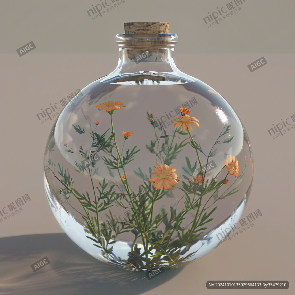 瓶子刺猬植物插画