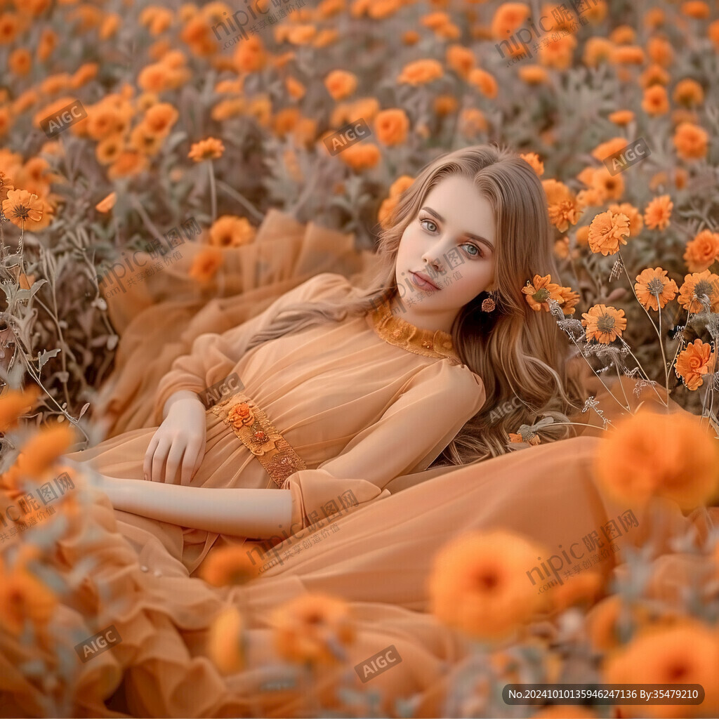 花丛中少女