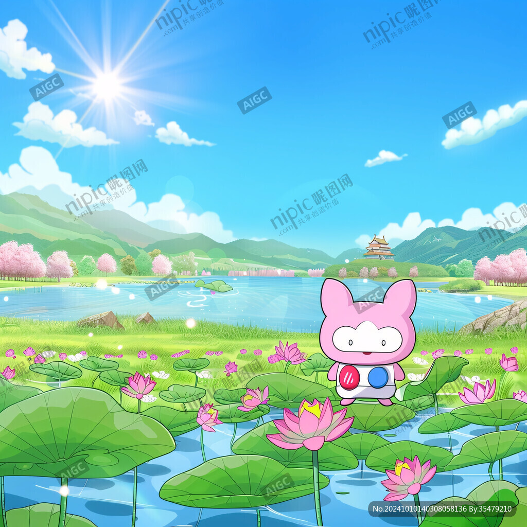 荷塘夏天插画