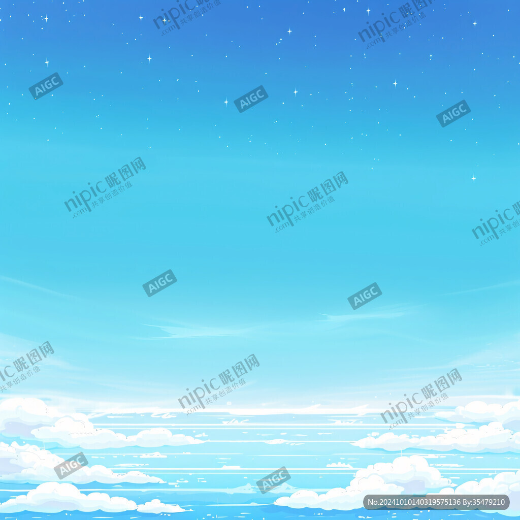 插画蓝天大海