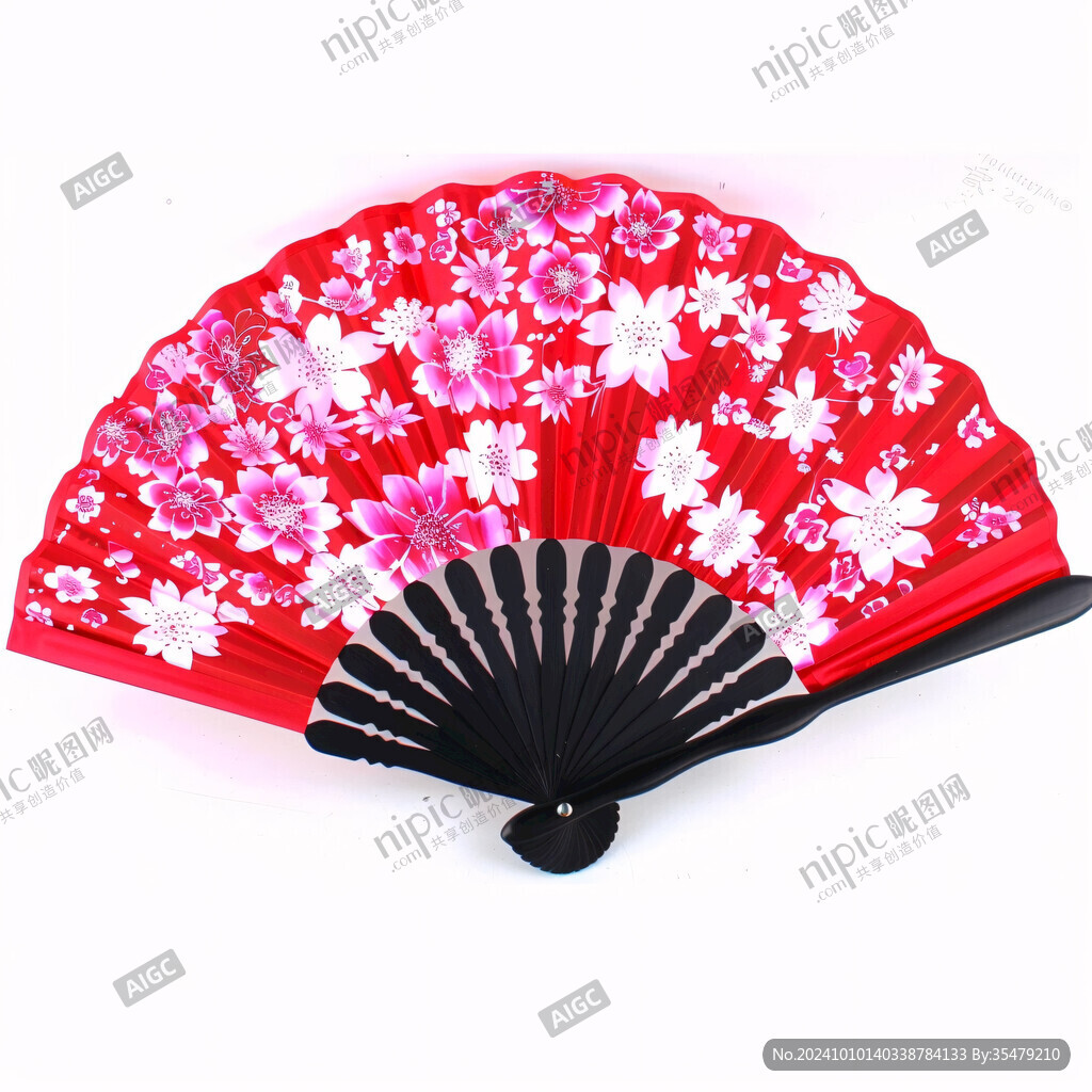 折扇水墨桃花