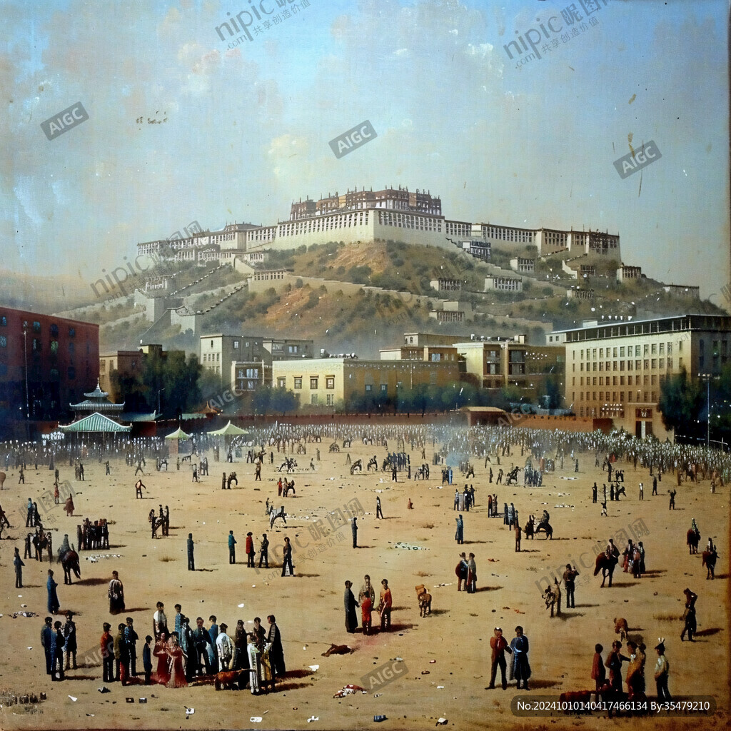 青藏地区城市山水画