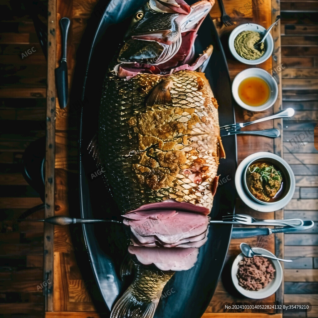 一大盘鱼肉