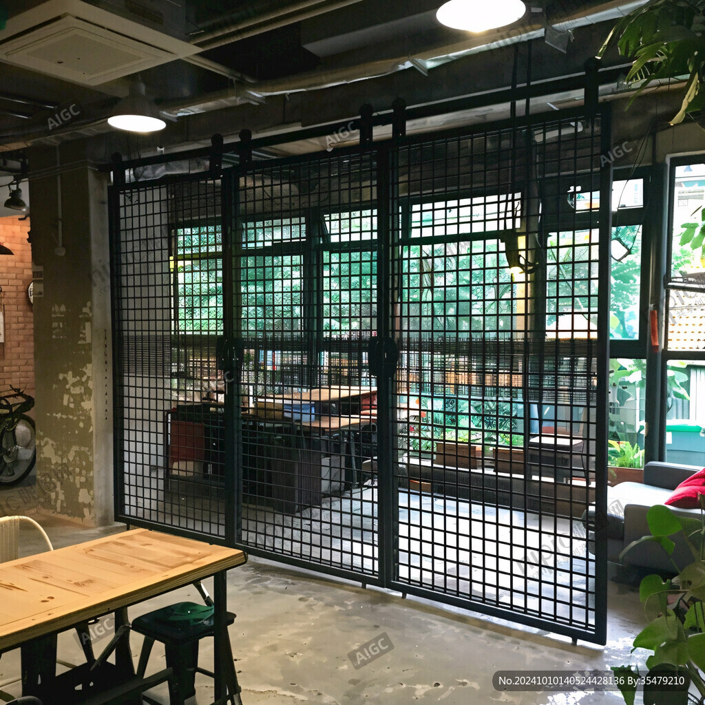 烤肉店玻璃门装饰