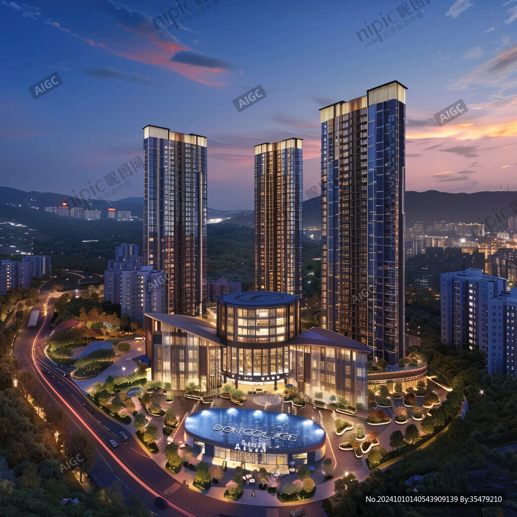 夜幕低垂楼盘夜景
