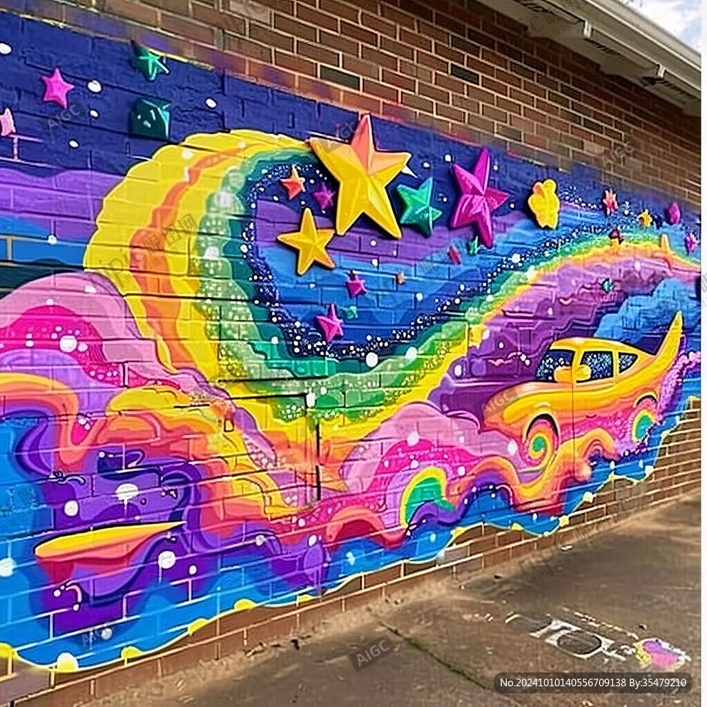 星空壁画涂鸦手绘