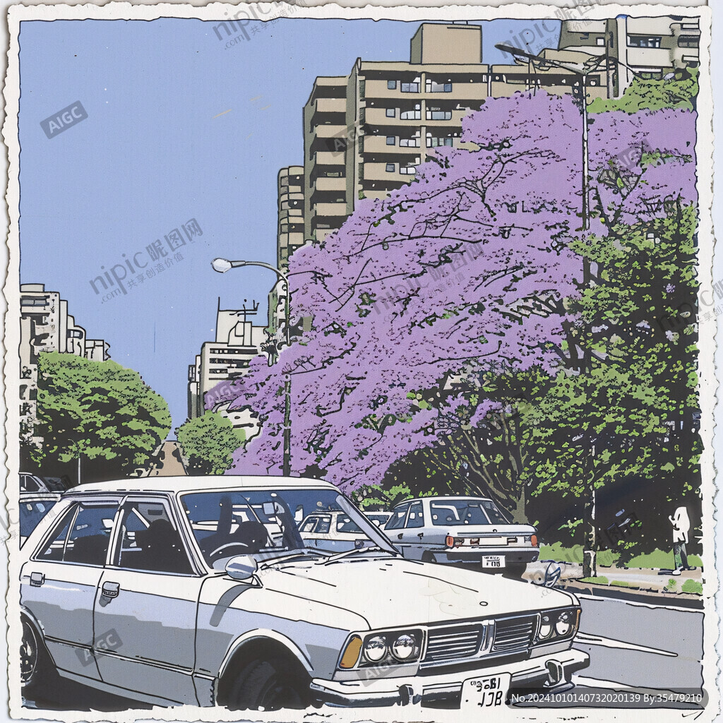 蓝花楹装饰画