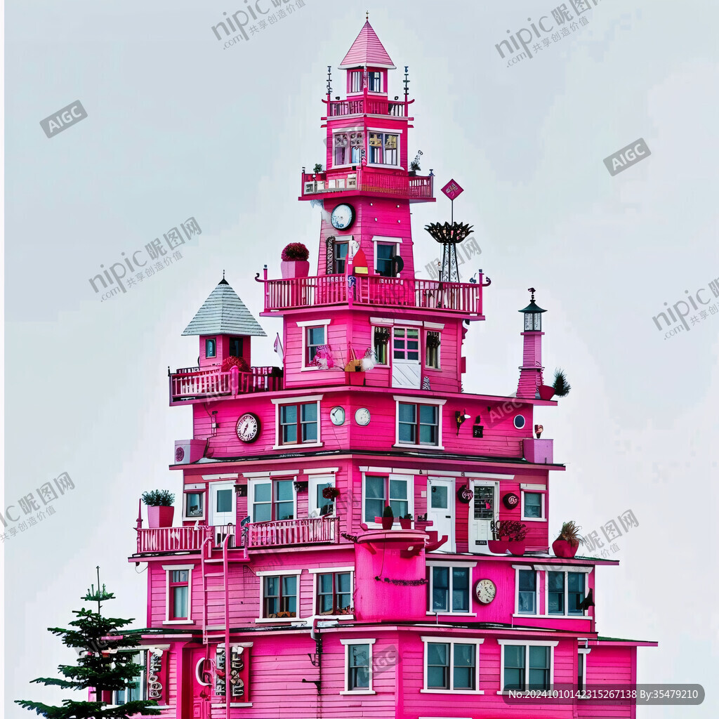 粉色奇幻建筑物