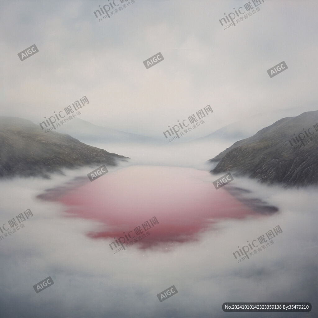 粉色水的奇幻超现实景观