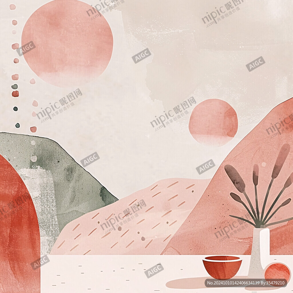 粉西瓜红色水彩背景