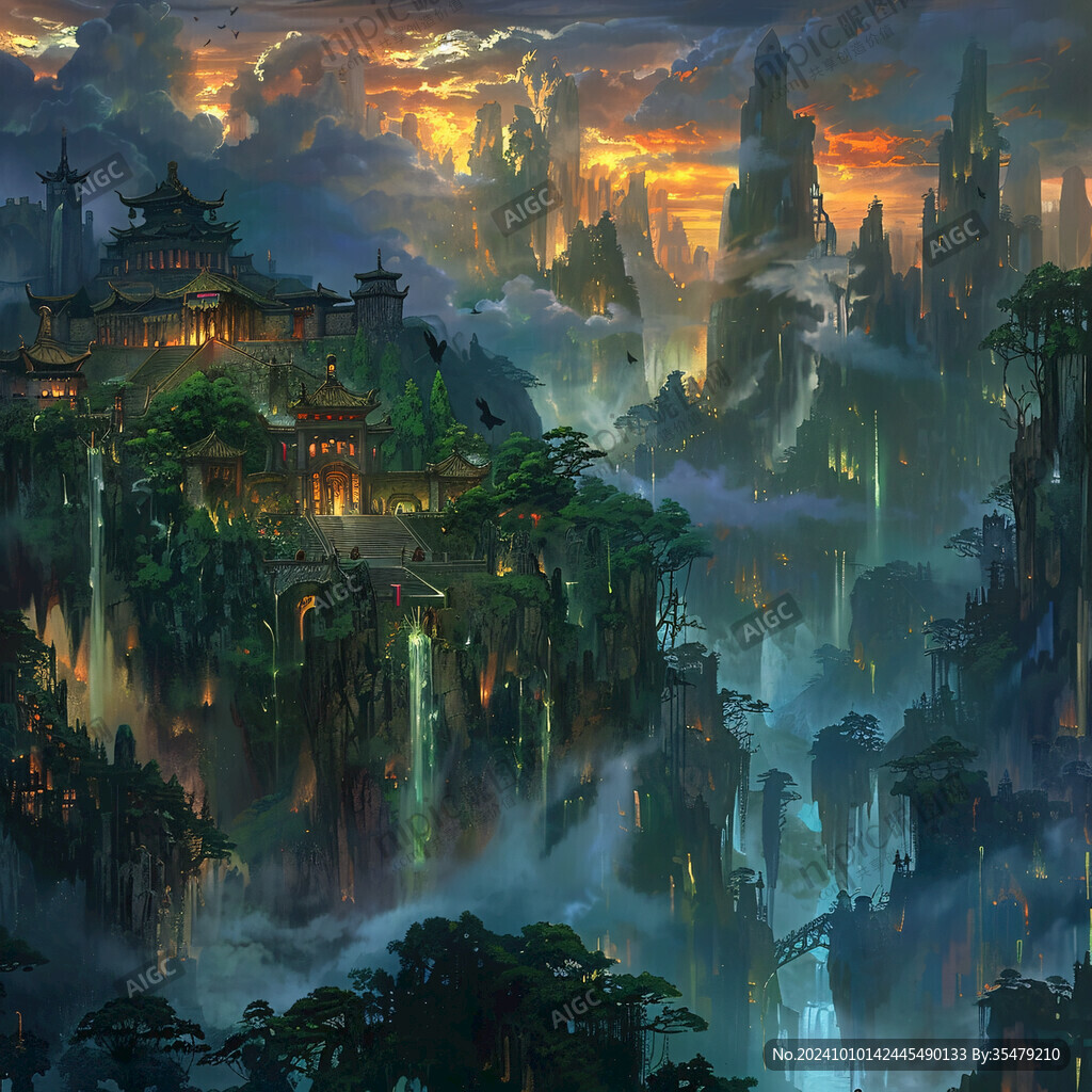 宫殿楼阁仙境仙人大殿