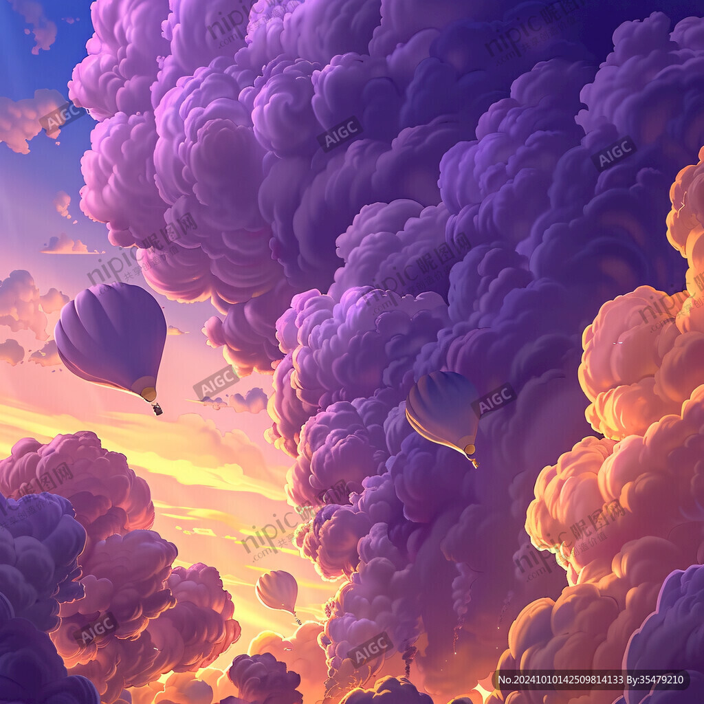 手绘紫色梦幻场景