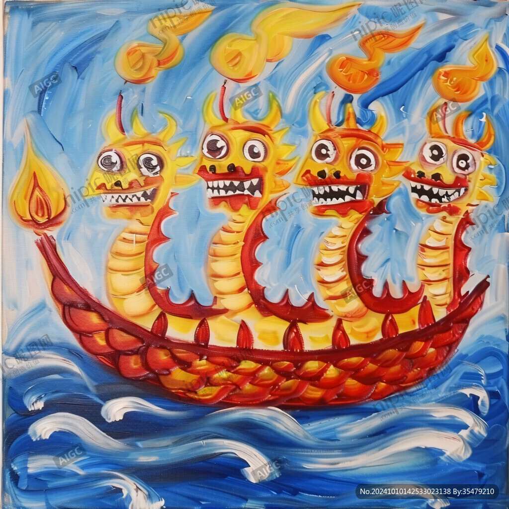 儿童画赛龙舟