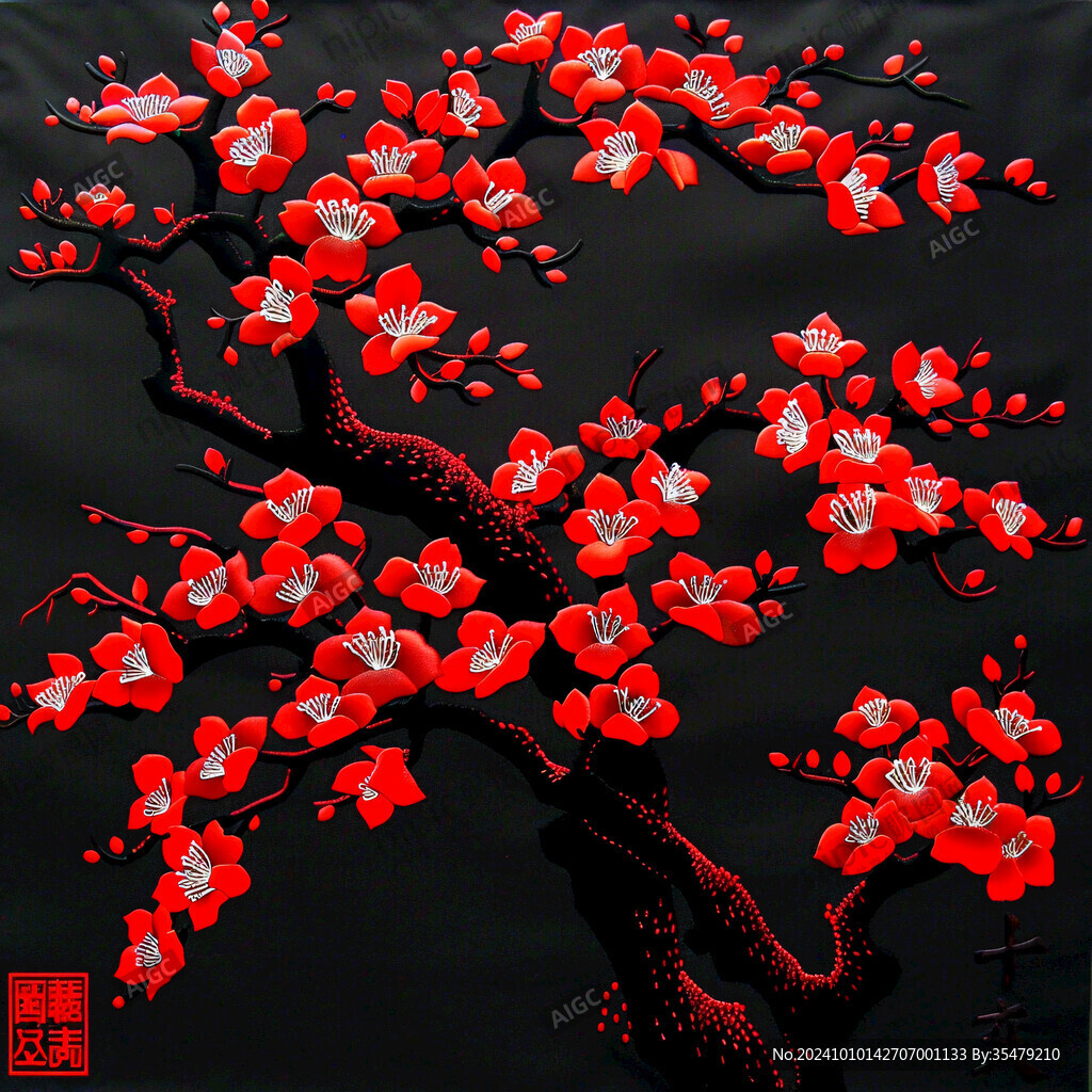 立体浮雕梅花