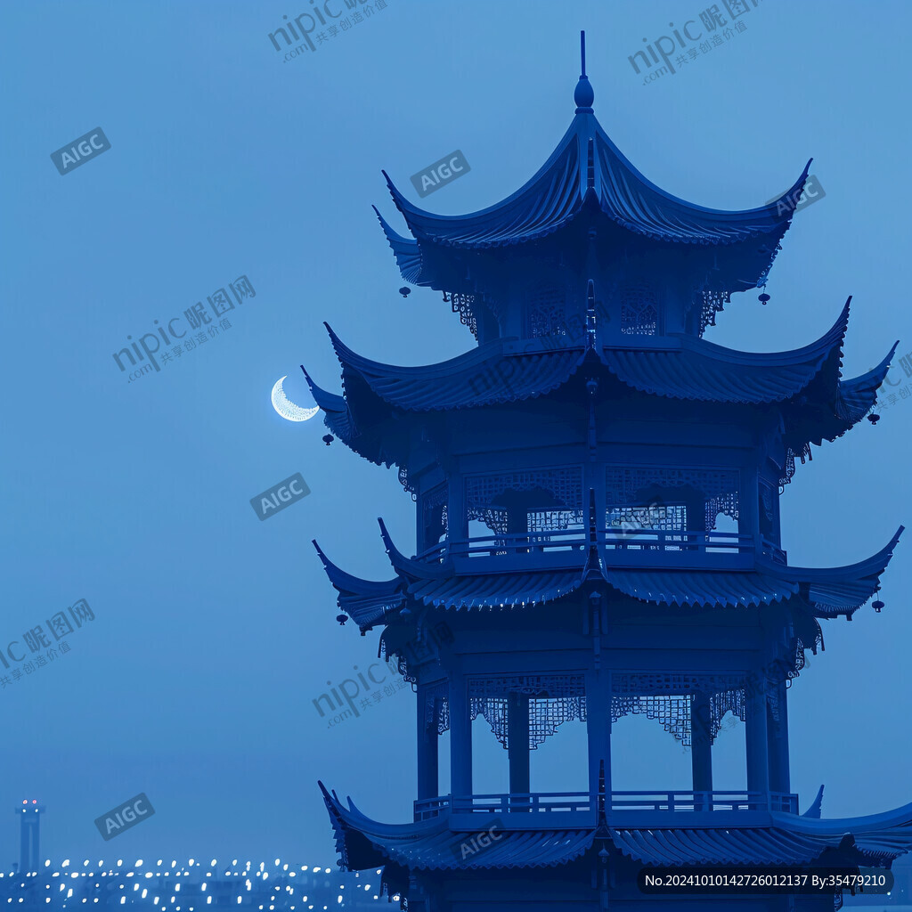 古典亭子夜景