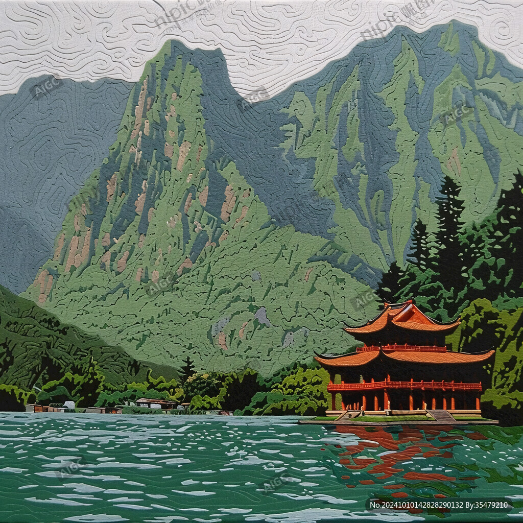 融水县风光插画