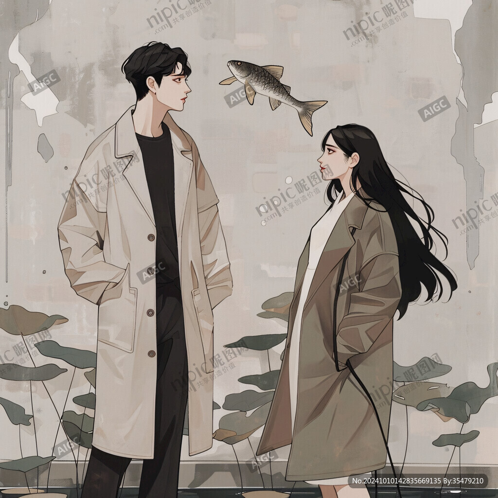 男女朋友插画