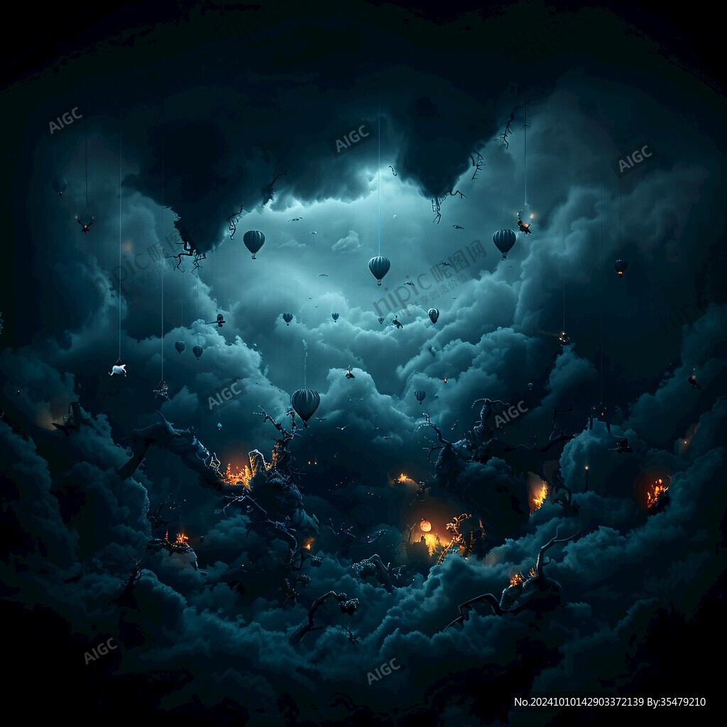 3d云海悬浮小岛