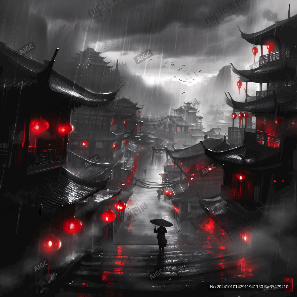 烟雨楼插画