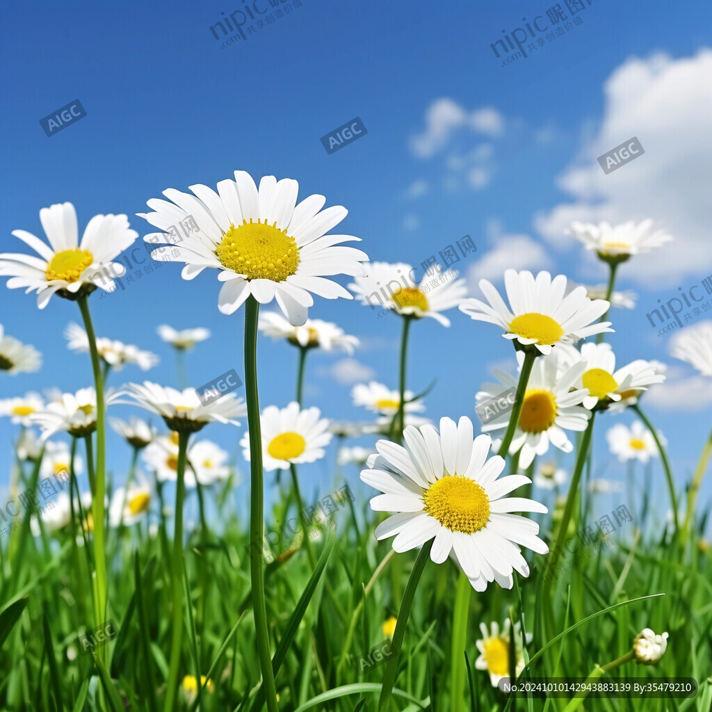 蓝天白云白菊花