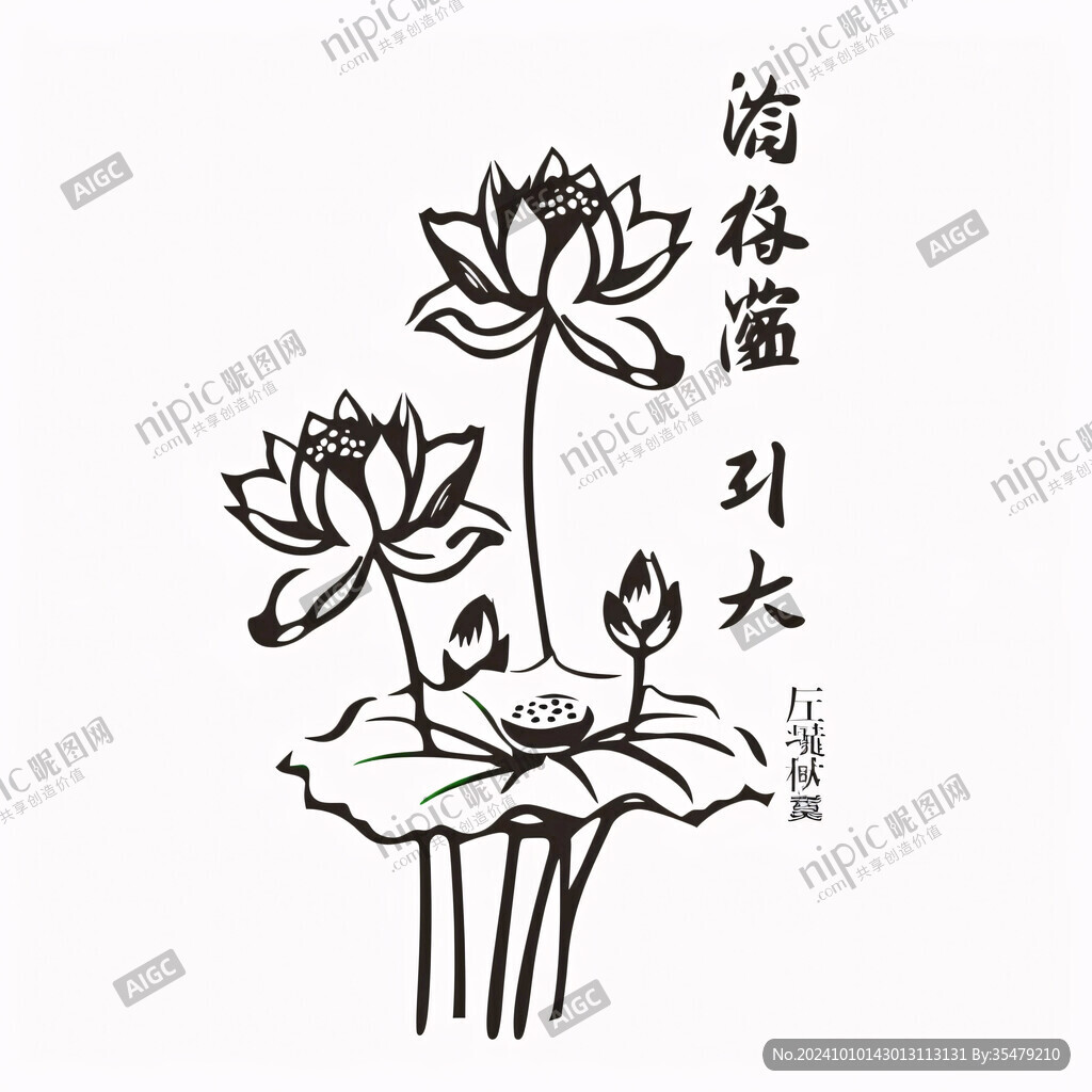 荷花花骨朵清廉图