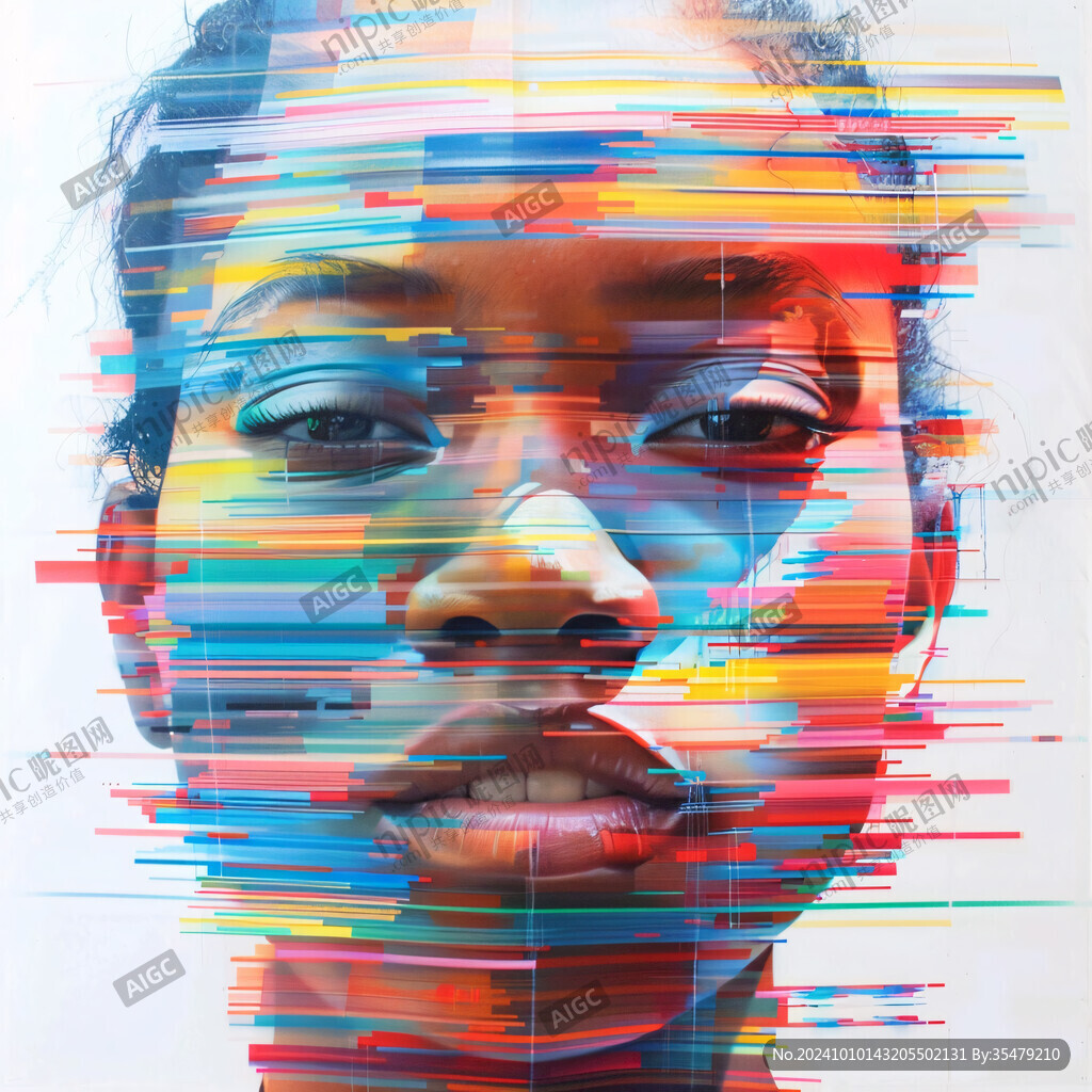 人脸色块拼接装饰画