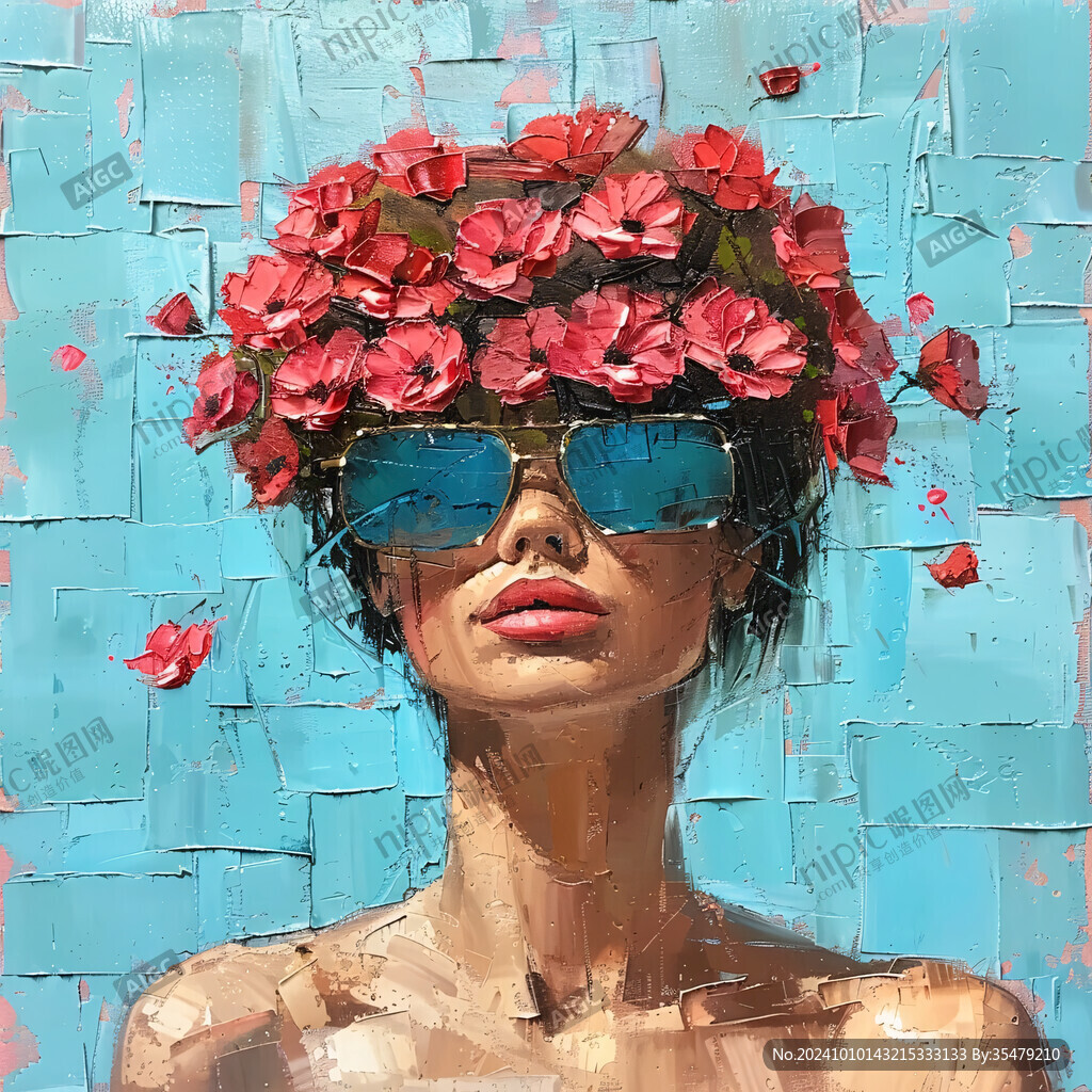 手绘艺术女人花挂画