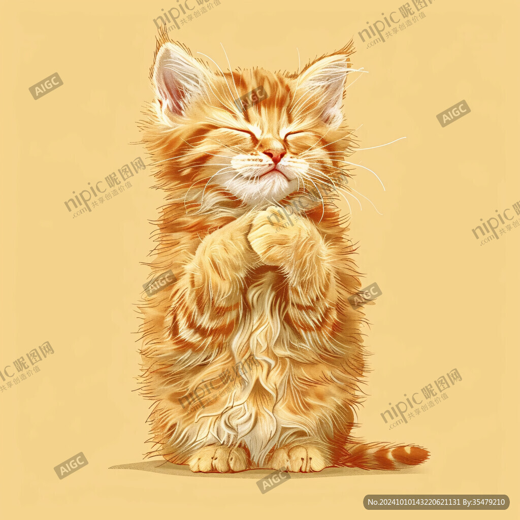 写实猫毛茸茸宠物插画
